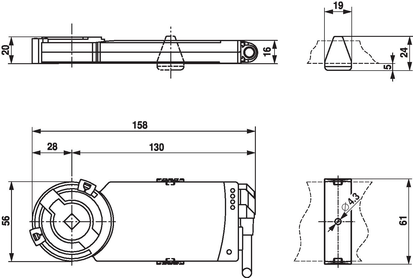 Электропривод Belimo CM24-SR-F-L (2 Н·м)